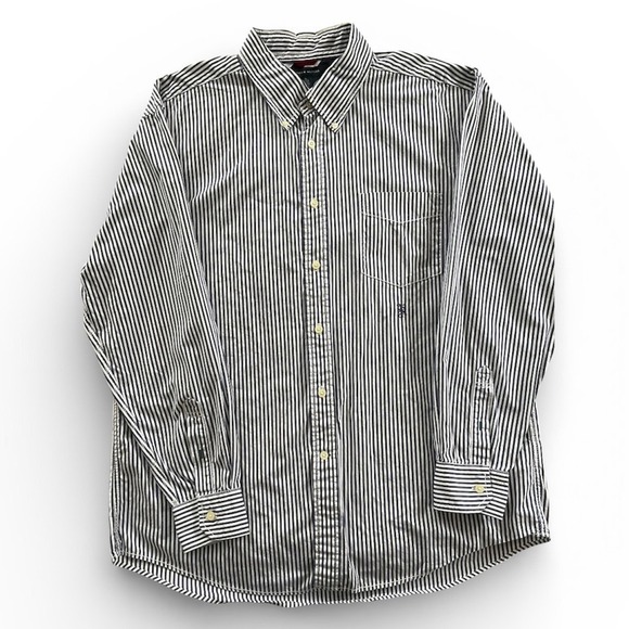 Tommy Hilfiger Other - Tommy Hilfiger Mens XL Dark Blue White Striped Button Down Shirt Long Sleeve
